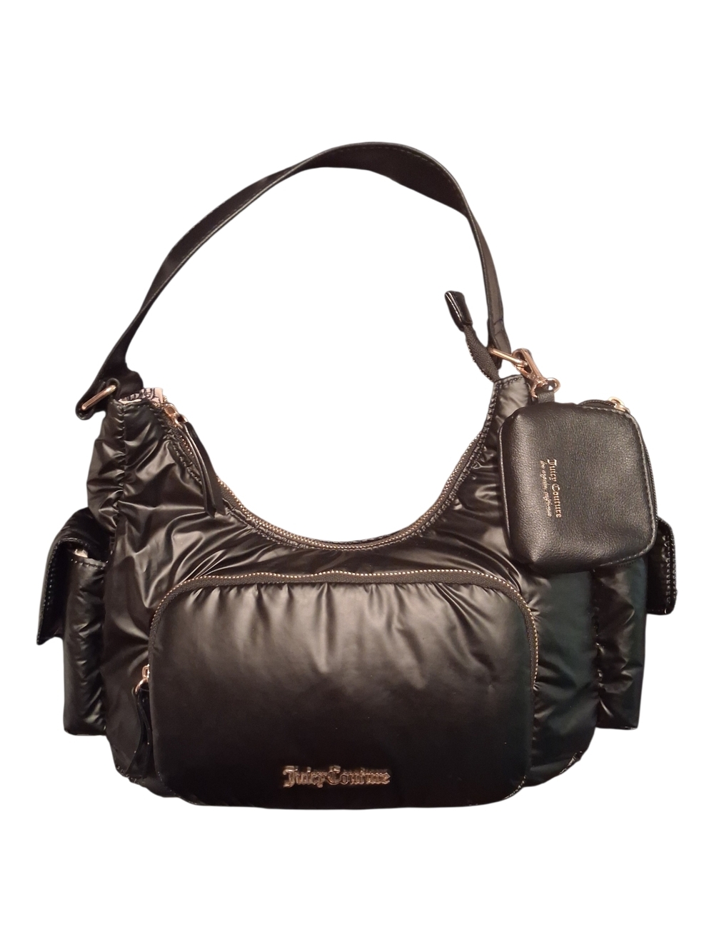 Juicy Couture Black Puffer Shoulder Bag with Removable Pouch